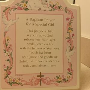 Baptism Prayer for baby girl plaque, new in box